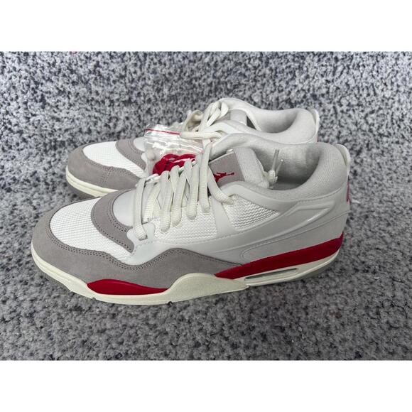 Nike Air Jordan 4 RM Fire Red Sail Grey SneakersShoes HF8126-100 Men's Size 12
